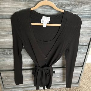 Loft petites black sweater cardigan with matching sleeveless tank